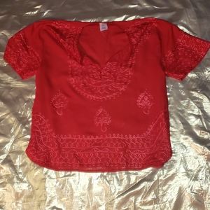 ~MTCM Red Women's Embroidered Top Sz. XL